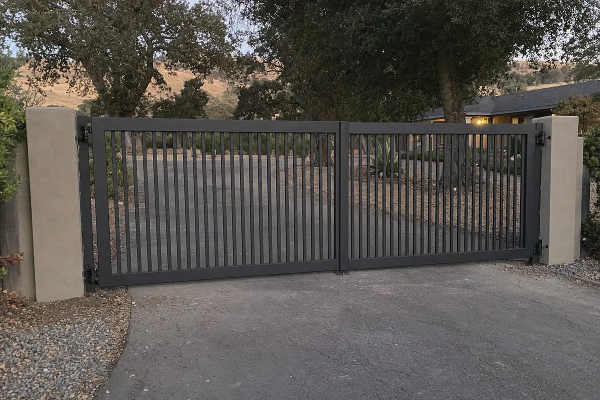 Completed driveway gate installation project in Vacaville, CA
